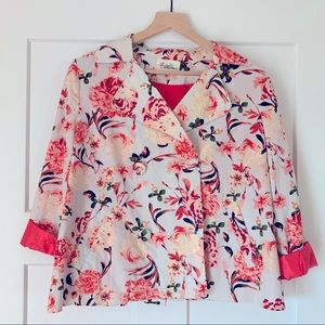 Professionally reinforced Flared Floral Pea coat